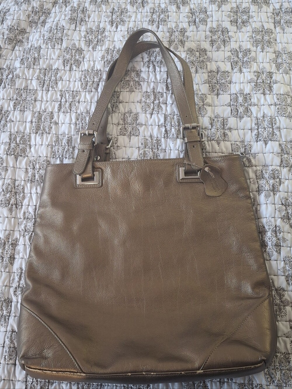 Classic Brown Leather Tote Shoulder Bag